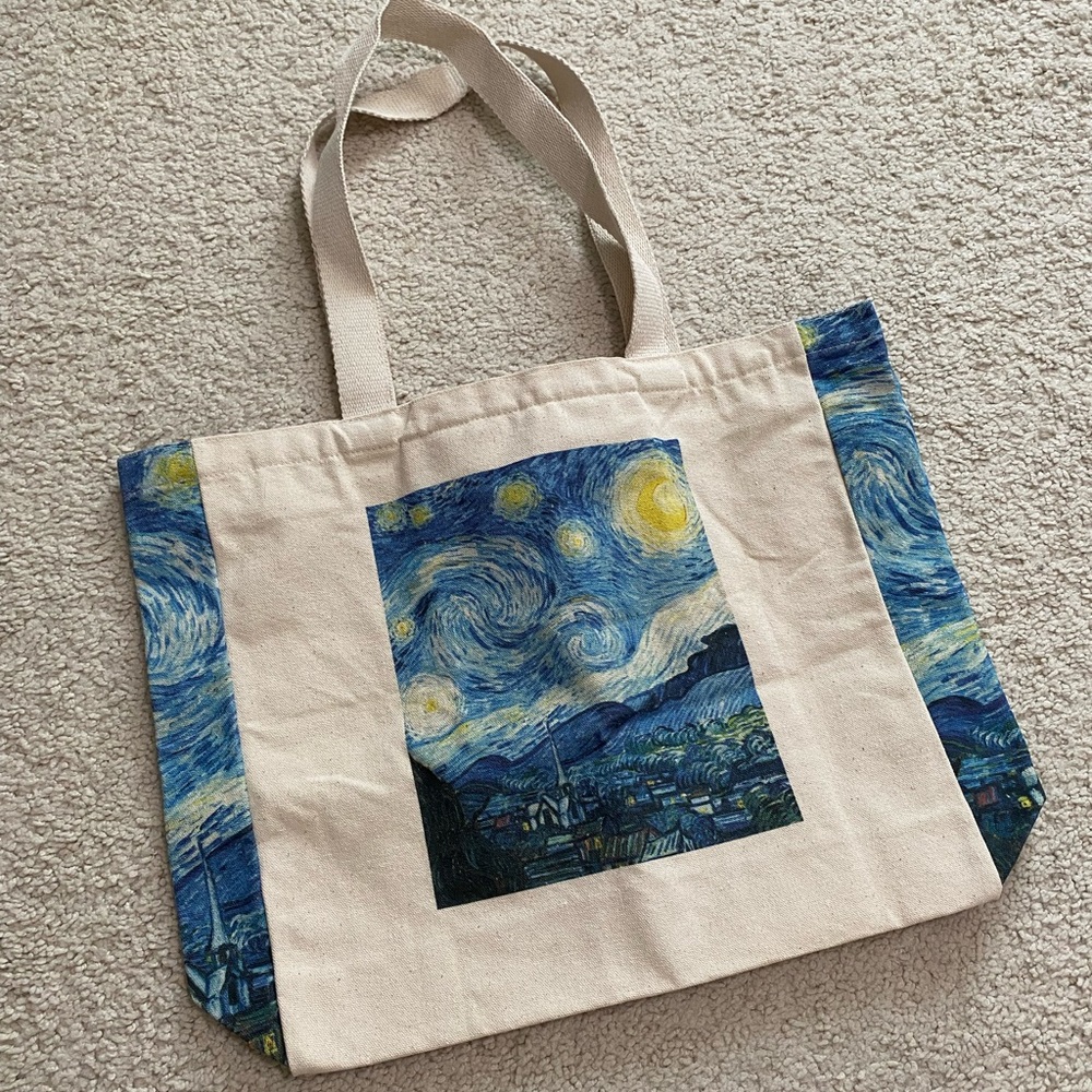 Korean Starry Night Canvas Tote Bag NWOT